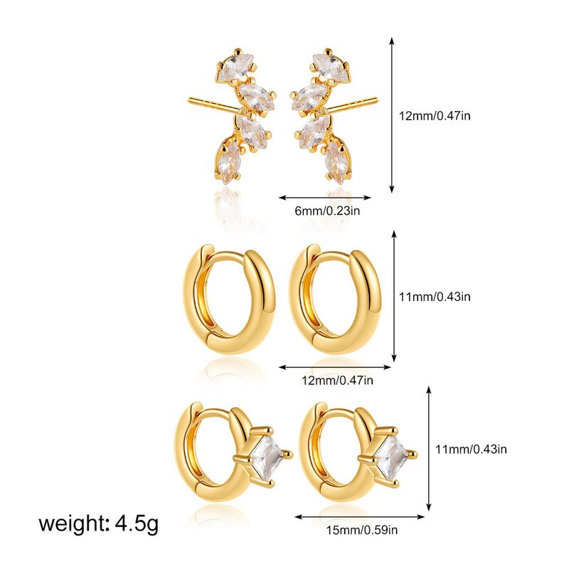 Damen Bijouset Moud Einfacht Temperament, Villsäiteg Perséinlechkeet High-End Stapelbar Zirkonium Inlaid Ouerréng Dräi-Stéck Set_voghion.com