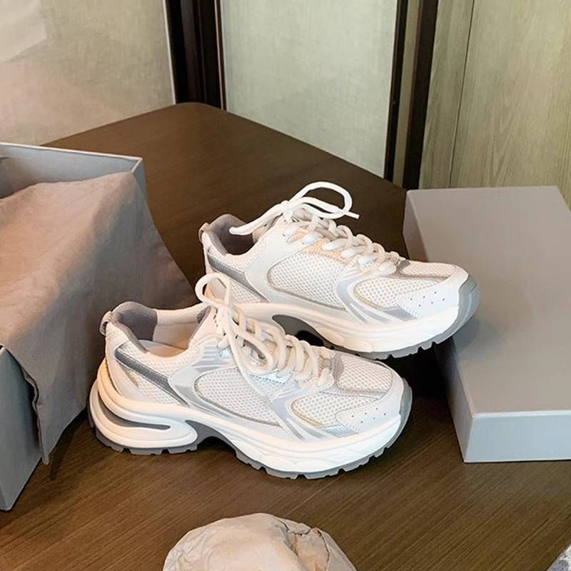 Women's Grape Mom New Style Splicing Mesh Thick Bottom Heightening Breathable Sports Style Dad Shoes For Women_voghion.com