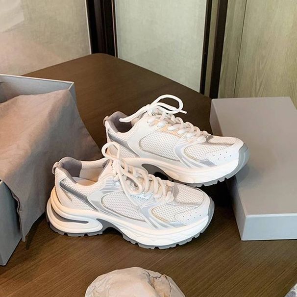 Women's Grape Mom New Style Splicing Mesh Thick Bottom Heightening Breathable Sports Style Dad Shoes For Women_voghion.com