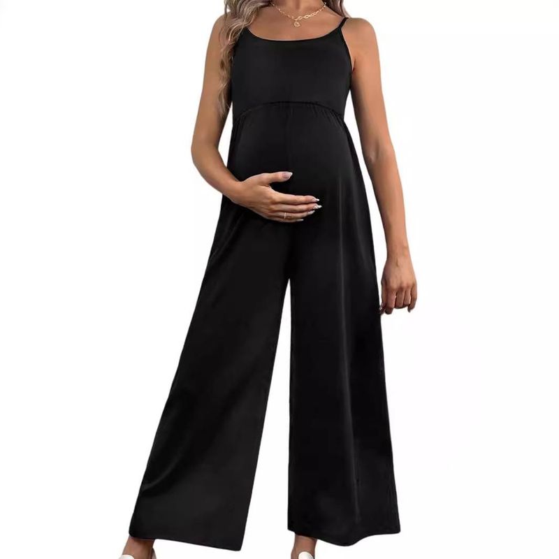Women's Clothing Black Maternity Suspender Jumpsuit Loose And Slim Casual Outer Wear Maternity Wear_voghion.com