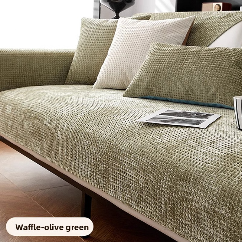 Chenille Sofa Seat Covers – Non-Slip, Washable & Stylish Protectors (Modern Waffle Weave, 18 Sizes Pure Colors)​_voghion.com