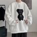 Unisex Waffle-Knit Crewneck Sweatshirt – Oversized Drop-Shoulder Design With Minimalist Patch Detail (M-XXXL, Cotton Blend, Breathable Texture)_voghion.com