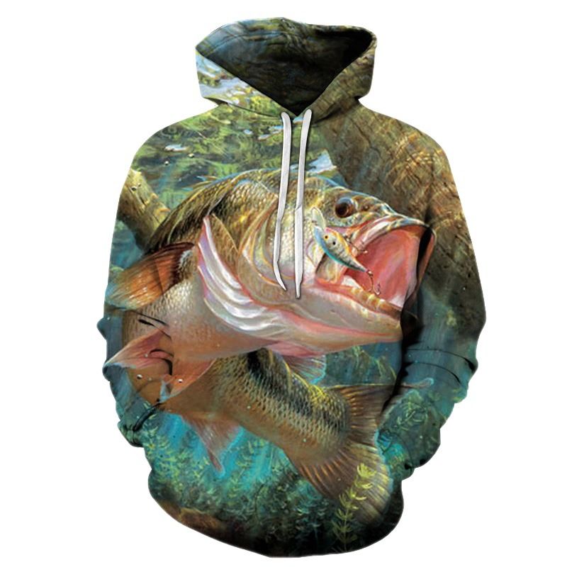New For Men With 3D Digital Print Fish Pattern, Casual Unisex Hooded Sweatshirt_voghion.com