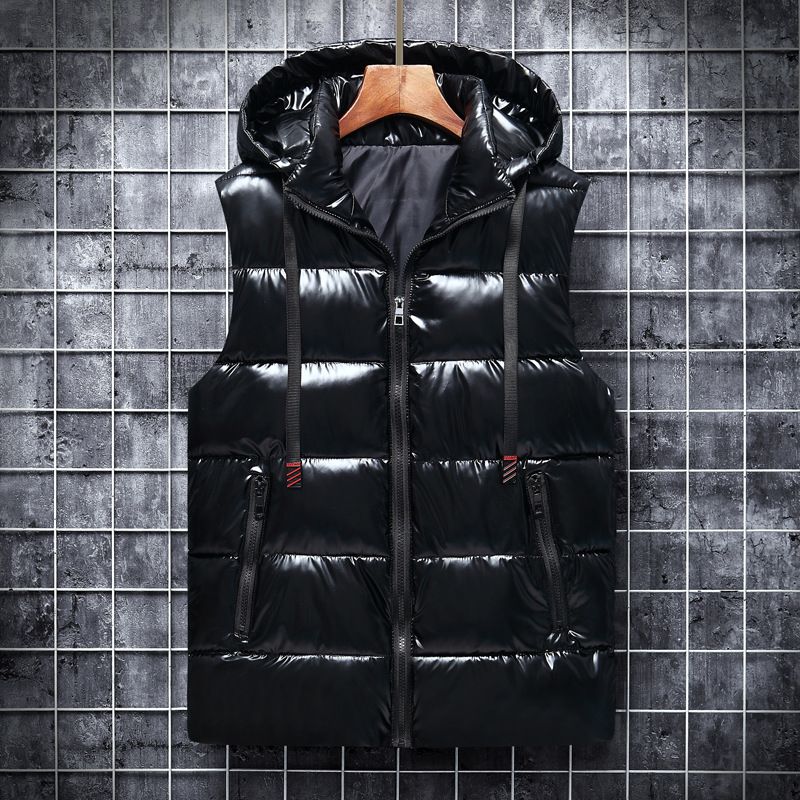 Gilet lucido casual da uomo nuovo invernale addensato caldo piumino di cotone gilet senza maniche da uomo_voghion.com