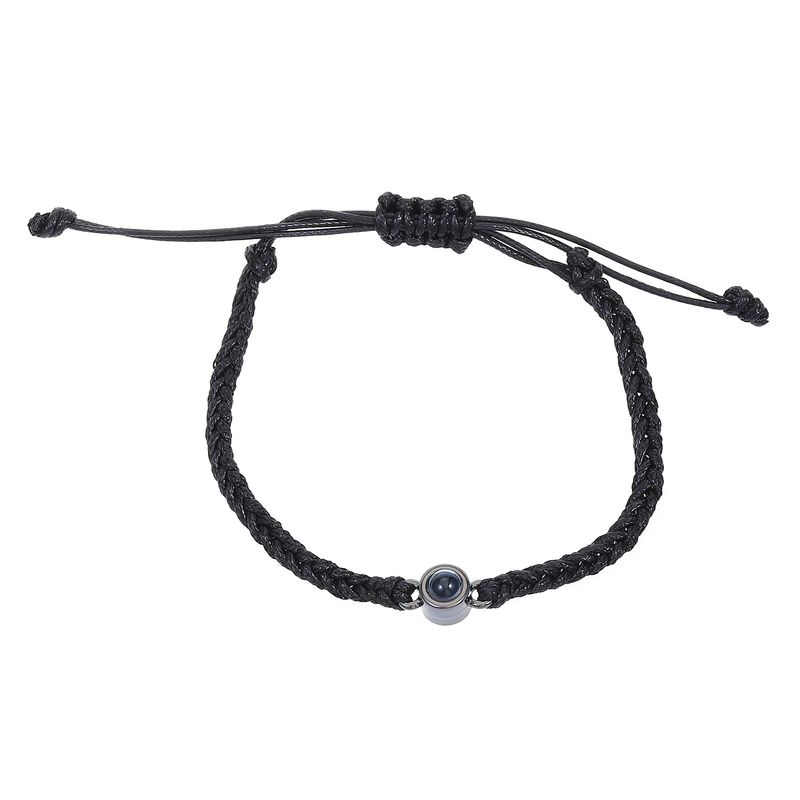 100 languages I love you round bead projection woven hand rope powder blue black and white hand woven couple bracelet gift_voghion.com