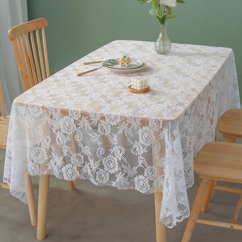 Luxury Lace Table Cover – Elegant Floral Dust Cover For TV Cabinet, Dining Table, Coffee Table – Breathable Polyester, Heat-Resistant & Washable_voghion.com