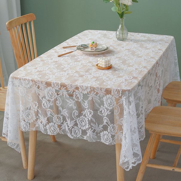 Luxury Lace Table Cover – Elegant Floral Dust Cover For TV Cabinet, Dining Table, Coffee Table – Breathable Polyester, Heat-Resistant & Washable_voghion.com