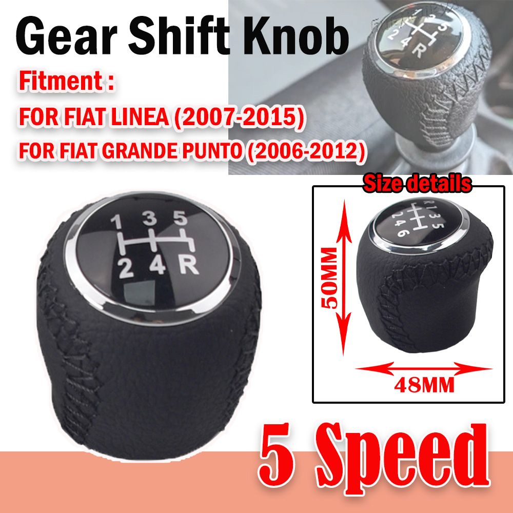 For Fiat Grande Punto ea 2007 2008 2009 2010 2011 2012 New 5 Speed Manual Car Shifter Boot Gear Shift Knob Head Lever_voghion.com