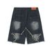 Men's Clothing Shorts Star Distressed Loose Five Point Pants Trendy Straight Jeans_voghion.com