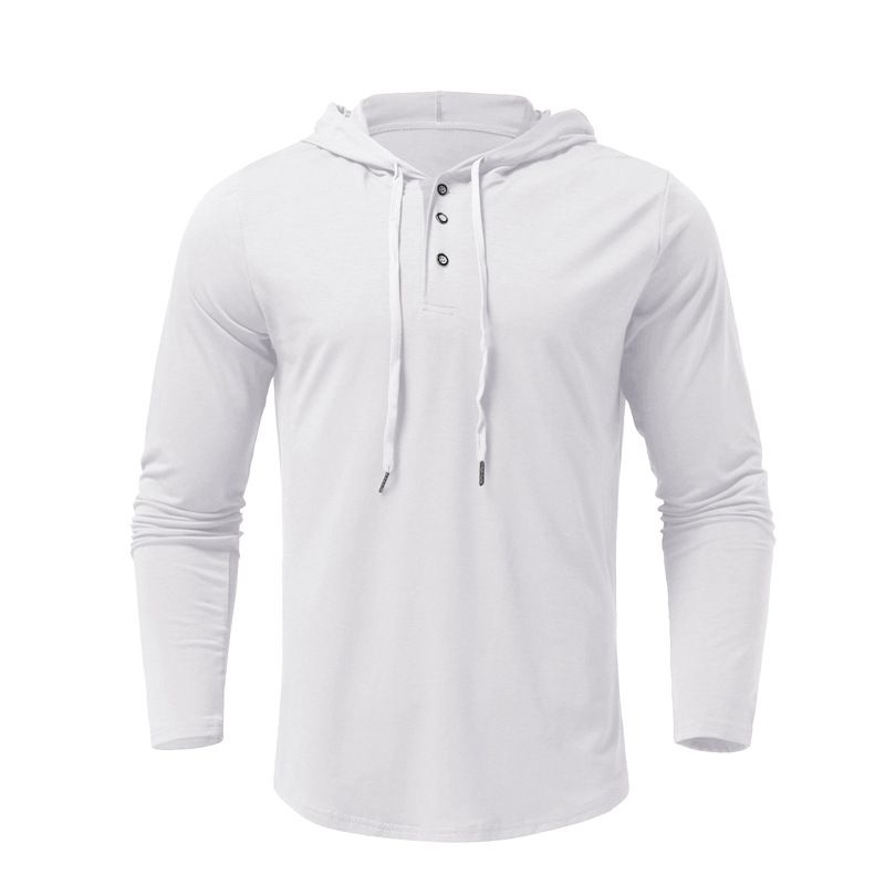 Einfarbiges Langarmshirt mit Kapuze und Reißverschluss für Herren – Locker sitzendes, lässiges, sportliches Workout-Oberteil für Fitnessstudio und Streetwear_voghion.com