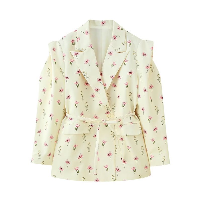 Elegant inspirierter Blazer mit Gürtel und breiten Schulterpolstern, stylischen Bändern, Oversize-Passform, langen Ärmeln, vielseitige Streetwear für Damen (S/M/L)_voghion.com