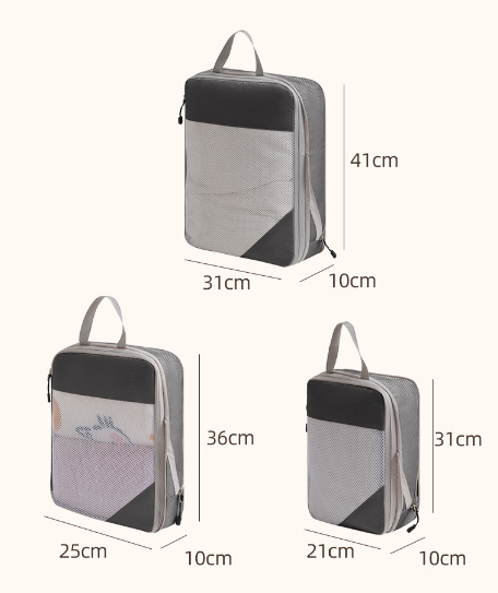 Travel Storage Bag White Net 3-piece Set + Shoe Bag + Bundle Bag (5-piece Set) Toiletry Storage Bag_voghion.com