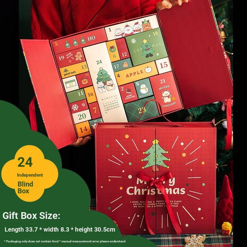 Calendario del conto alla rovescia di Natale in scatola regalo - Set di scatole regalo cieche per l'Avvento da 24 giorni (elegante lamina e design festivi, custodia in plastica inclusa)_voghion.com