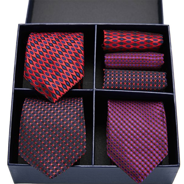 Unisex Vier-Palast-Geschenkbox Krawatte Quadrat Schal Set Dreiteilige Business Krawatte Herrengruppe_voghion.com
