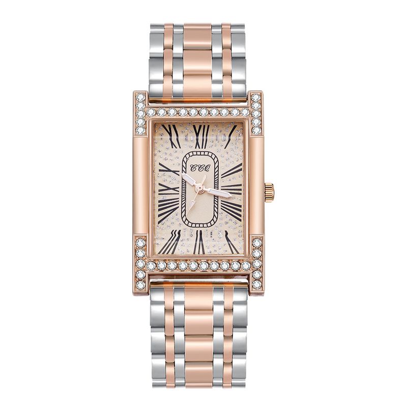 Nuovo orologio con diamanti d'acqua da donna al quarzo con cinturino in acciaio in lega di tempo digitale romano alla moda e minimalista_voghion.com