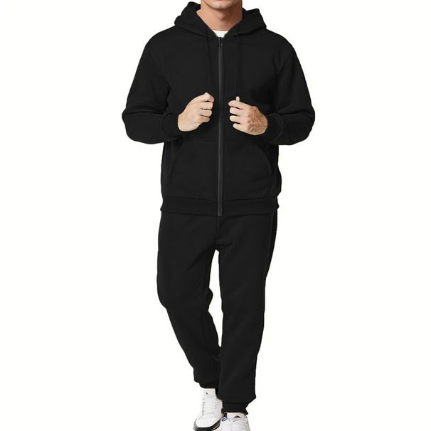 Herren-Set aus Tech-Fleece-Kapuzenpullover und Jogginghose – warmes Winter-Kapuzensweatshirt mit Reißverschluss und weich gefütterter Hose für Fitnessstudio, Laufen und Freizeit_voghion.com