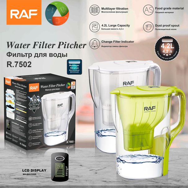 RAF Europese norm Cross border Transparant glas 4,2L met filter Grote capaciteit Multifunctionele waterfles_voghion.com