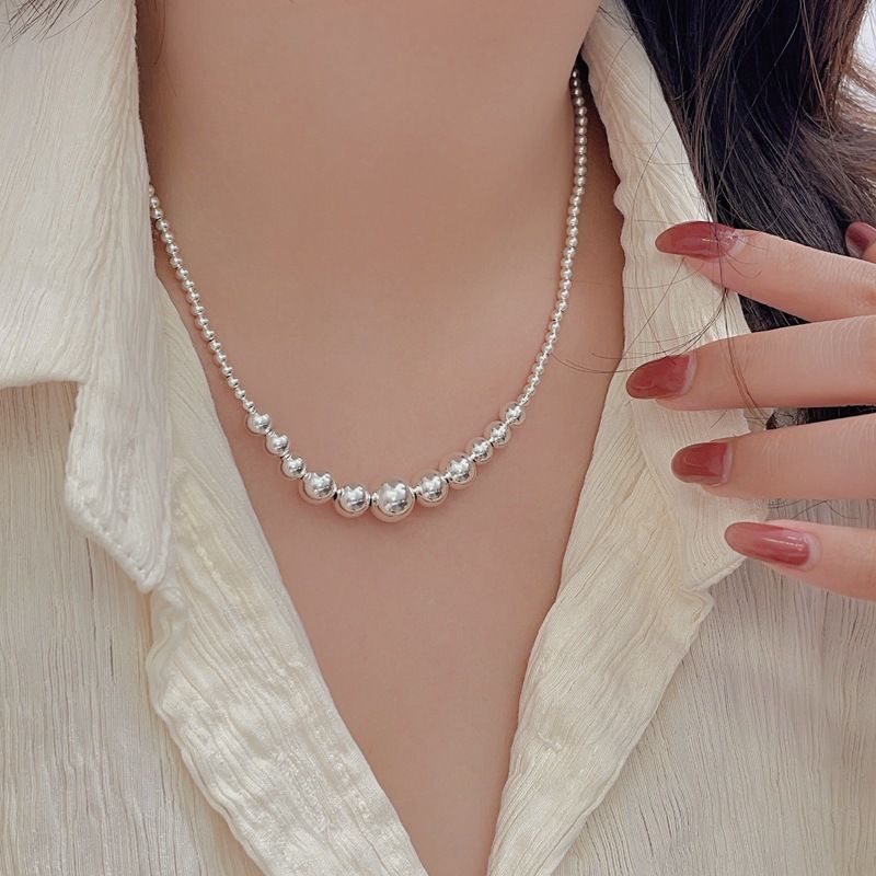 Collana con perline in argento sterling Chiheng, design coreano nuovo, pesante catena per clavicola_voghion.com