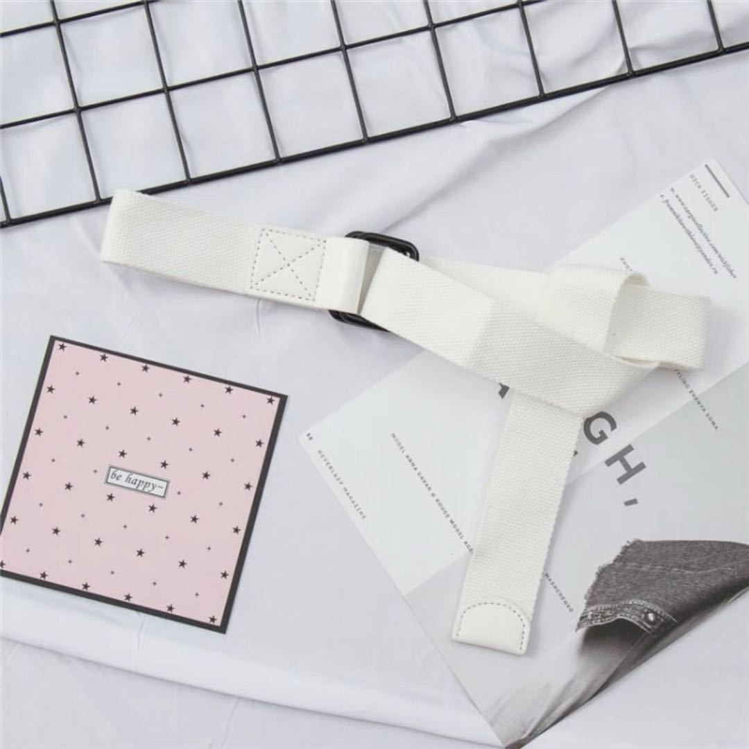 Koreansk version minimalistisk afslappet lærred unisex dobbelt løkke spænde bælte, ungdomsstuderende moderigtigt udvidet bælte_voghion.com