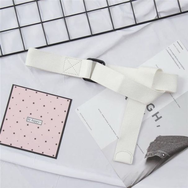Koreansk version minimalistisk afslappet lærred unisex dobbelt løkke spænde bælte, ungdomsstuderende moderigtigt udvidet bælte_voghion.com