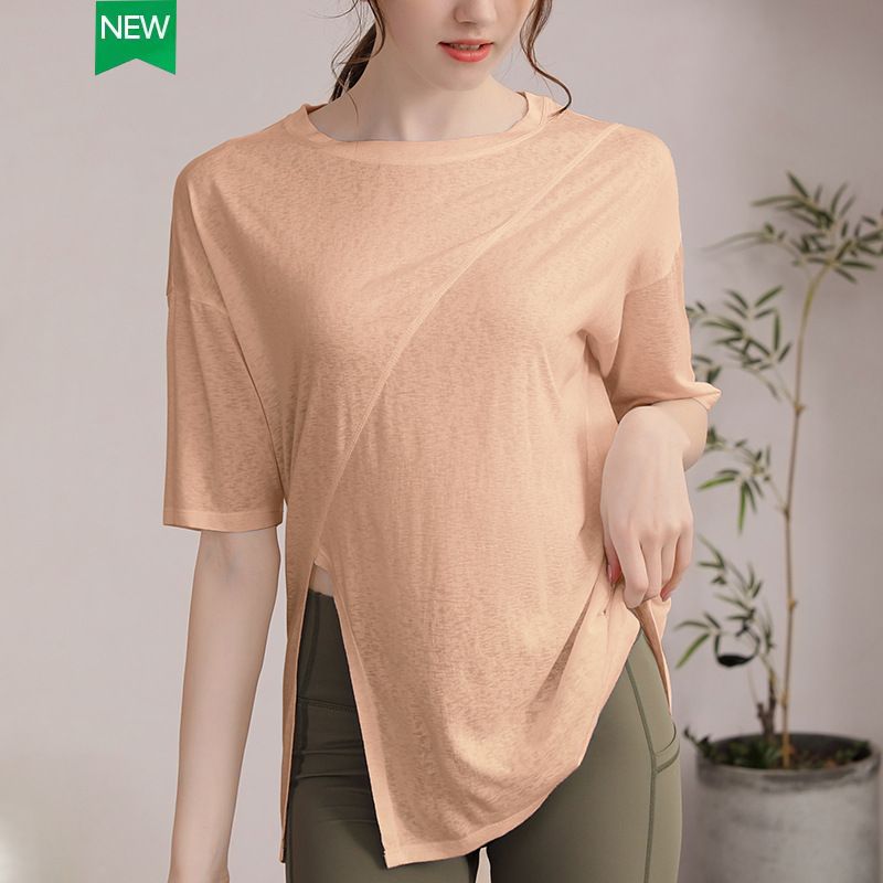 Tiansi floco de neve esportes topo feminino solto emagrecimento manga curta camiseta correndo, fitness cobrir sexy yoga vestido verão_voghion.com