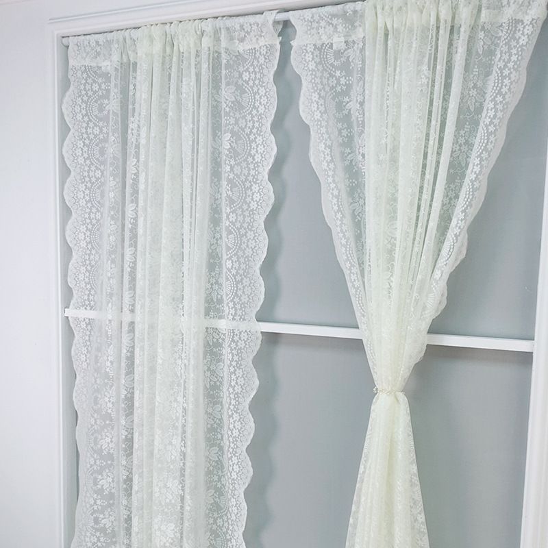 Linen Lace Voile Curtain – 80% Sheer Panel With Embroidery & Jacquard, French Country Style For Living Room & Bedroom (No-Sew Room Divider)​_voghion.com