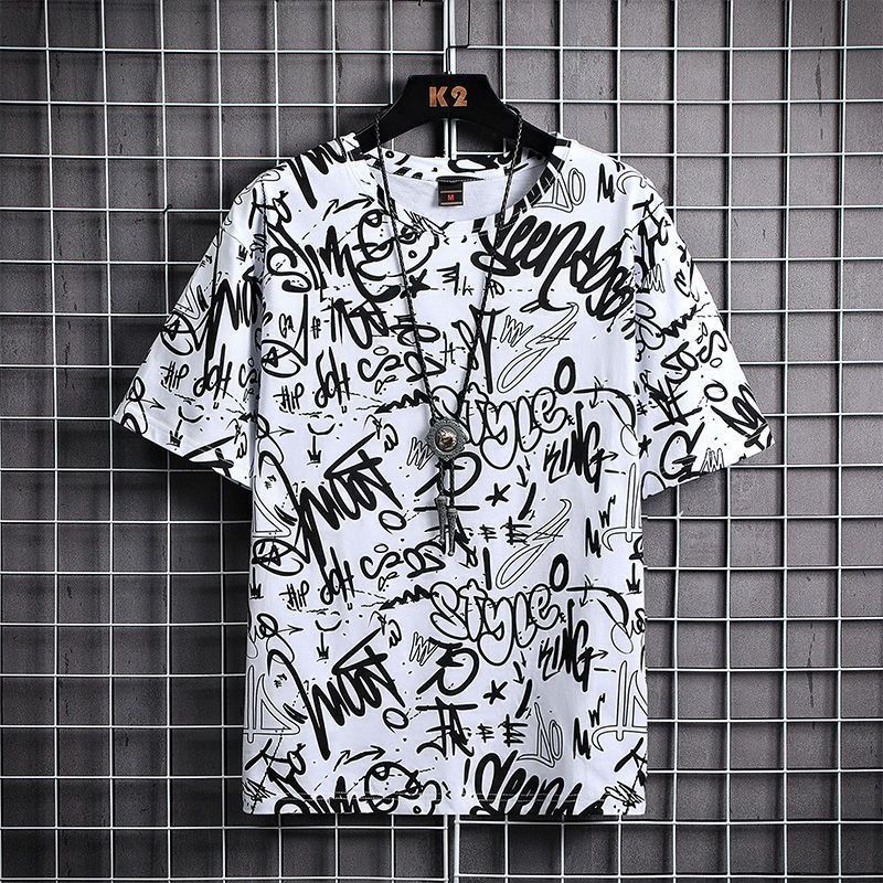 Men's ice silk short sleeved summer new trendy brand Instagram elastic quick drying T-shirt loose and thin half sleeved ice feeling T-shirt_voghion.com