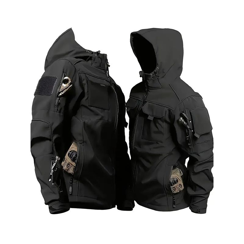 Men Lurker Shark Skin Soft Shell Tactical Jacket Waterproof Fleece Hooded Coat Hunt Clothes Outdoor New Solid Pocket Jacket Men_voghion.com