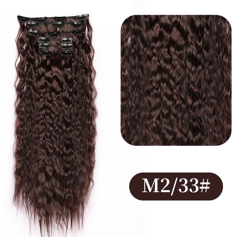wool curl clip hair wig corn perm 6 piece set chemical fiber wig piece female water ripple hair extension piece_voghion.com