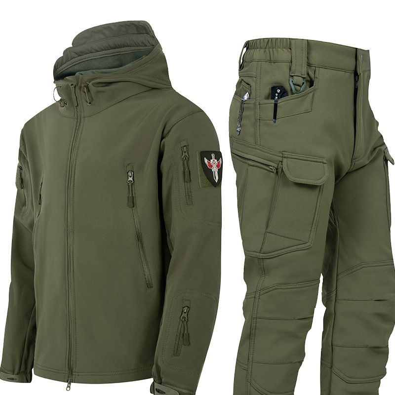 Conjunto cortavientos de camuflaje táctico para exteriores TAD Shark Skin, impermeable, cálido y suave, para fuerzas especiales, para hombre y mujer._voghion.com