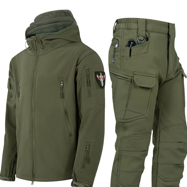 Conjunto cortavientos de camuflaje táctico para exteriores TAD Shark Skin, impermeable, cálido y suave, para fuerzas especiales, para hombre y mujer._voghion.com