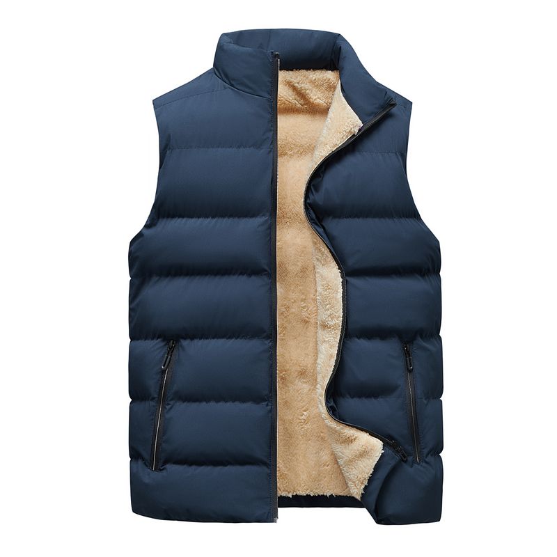 Gilet di velluto di agnello da uomo autunno e inverno di mezza età e anziani colletto alla coreana di papà gilet sportivo casual di grandi dimensioni giacca ispessita all'ingrosso_voghion.com