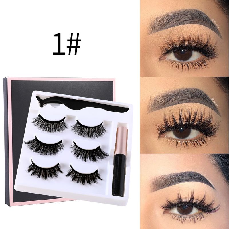 Magnetische falsche Wimpern, drei Paar selbstklebende Eyeliner-Sets, dicke magnetische Wimpern_voghion.com