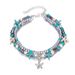 Fashionable minimalist turquoise, starfish, and turtle foot decorations with beach style double layered ankle chains_voghion.com