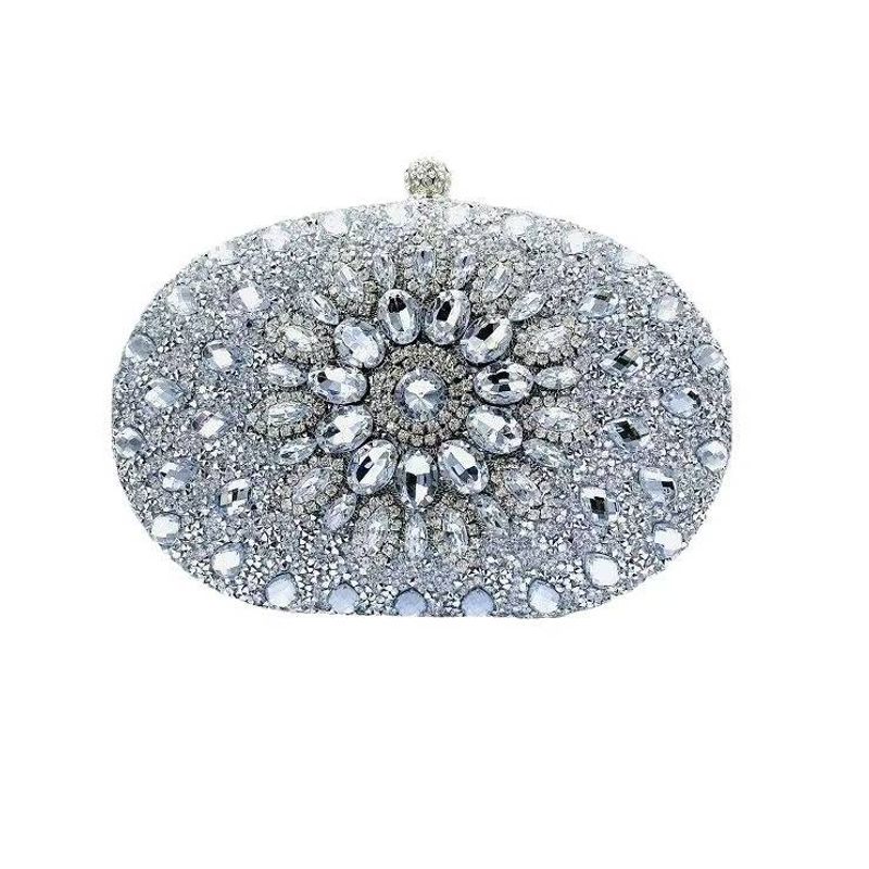 New women's shell bag full of diamond glitter glass rhinestone bag birthday wedding banquet fashion clutch bag dinner bag_voghion.com