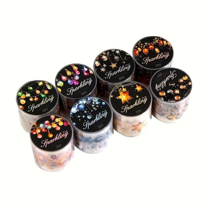 8 vrst plastičnega PET traku, okrašenega s cvetličnimi in lampijonskimi vzorci, ročno izdelanega lepila, ki se uporablja za scrapbooking_voghion.com