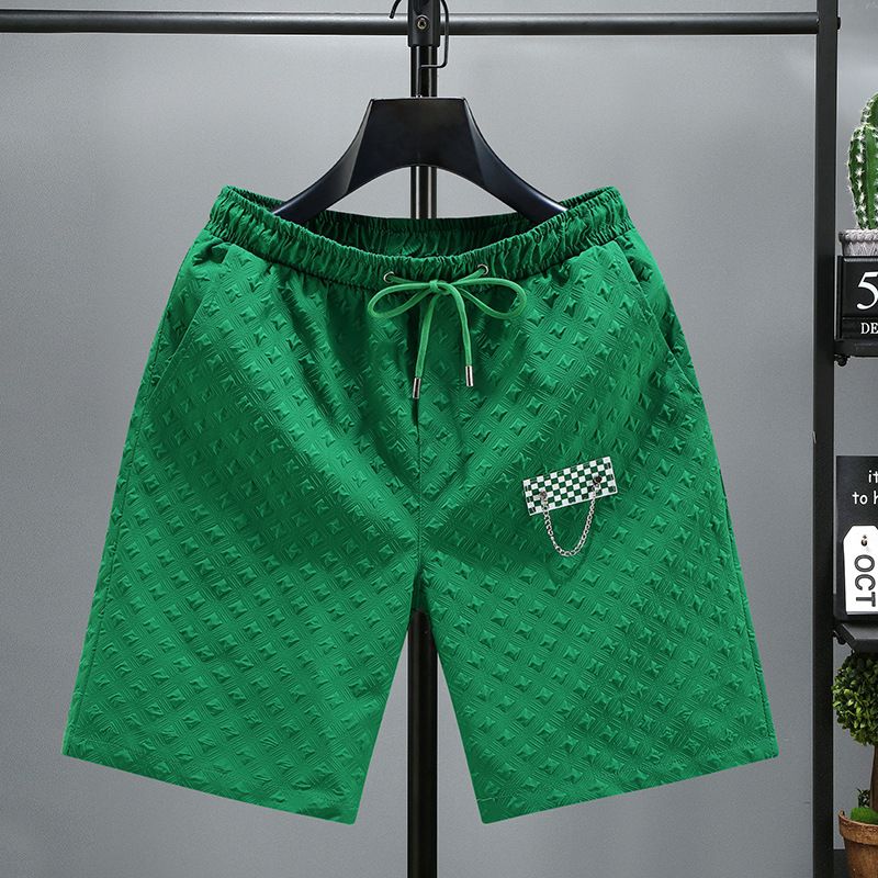 2024 Nove poletne kratke hlače, športne in priložnostne, pletene capri hlače za moške, ohlapne, velike, za na plažo_voghion.com