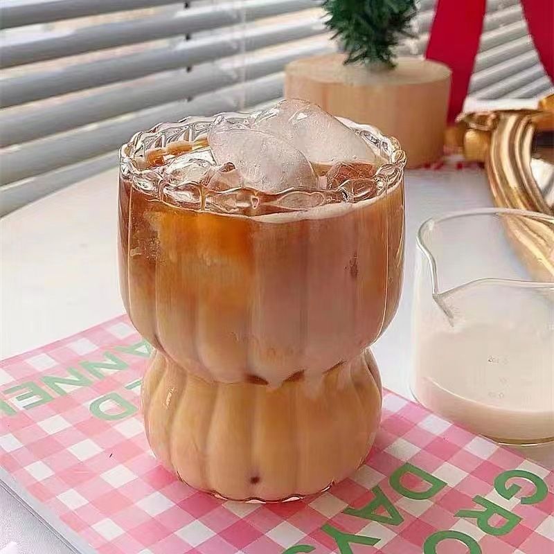 INS-style Chubby Glass Coffee Cup For Latte/milk/iced Drinks_voghion.com