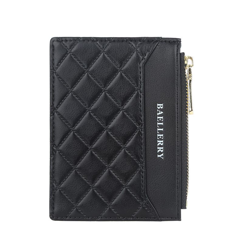 BAELLERRY New Women's Card Holder Style Thin Zipper Card Holder Fashion Zipper Plaid Coin Purse Wholesale_voghion.com