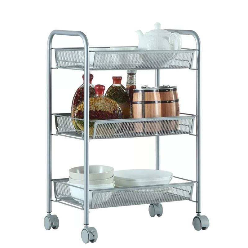 3-Tier Rolling Cart Metal Utility Cart with Wheels Storage Cart for Office Kitchen _voghion.com