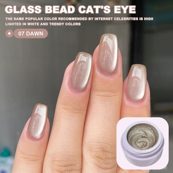 Nagelkleber Porzellan Weiße Glasperlen Katzenauge Nagellack Neuer Herbst und Winter Beliebter weißer Mondlicht-Katzenauge-Nagelstudio-Einsatz_voghion.com