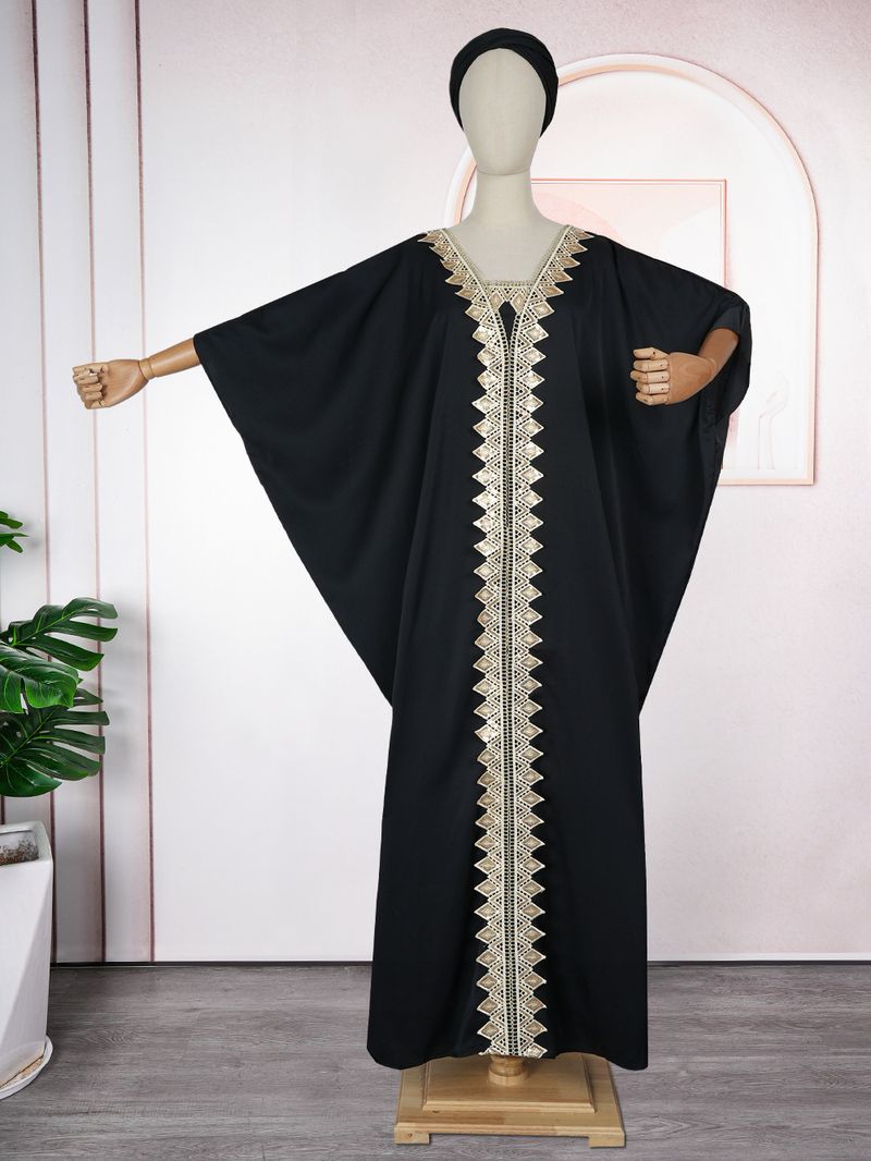 Women's Clothing Muslim Loose Bat Sleeve Dress Robe Headscarf_voghion.com
