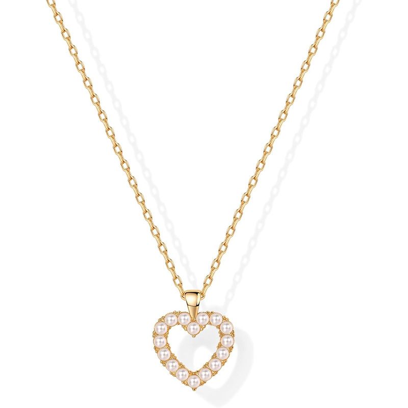 Collana carina con perle a forma di cuore in oro 14K, ciondolo squisito per donna_voghion.com