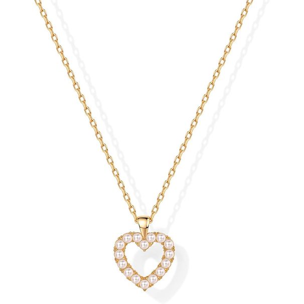 Collana carina con perle a forma di cuore in oro 14K, ciondolo squisito per donna_voghion.com