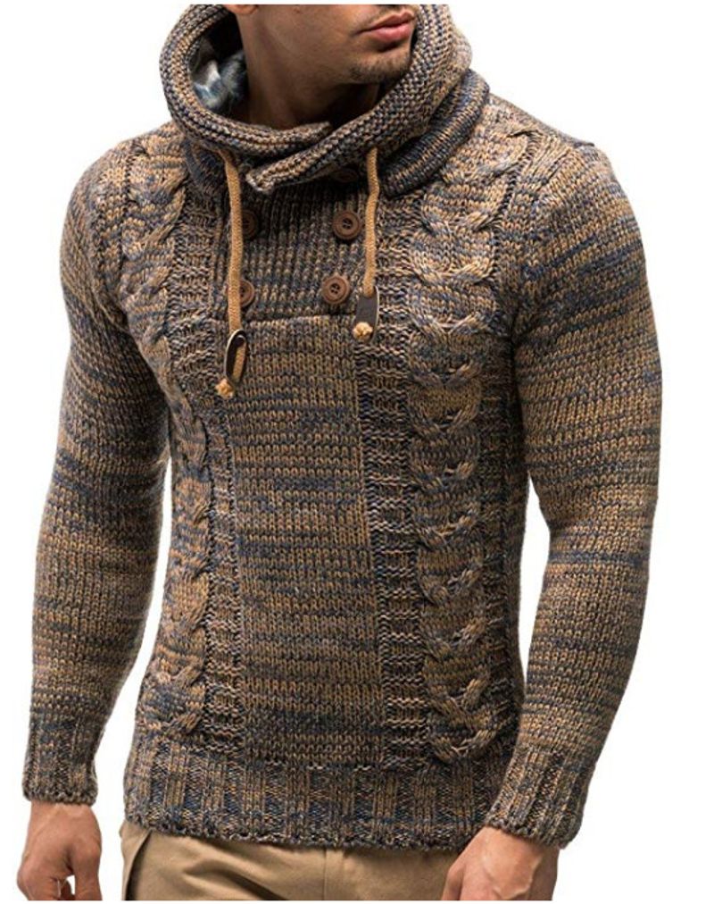 Maglione con coulisse e colletto alla coreana alla moda maschile 2023, bottoni in legno, pasta fritta, intrecciata a maglia_voghion.com