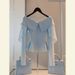 Women's Clothing Unique Tops Stylish High End Chic High End Beautiful Blue Shirt _voghion.com