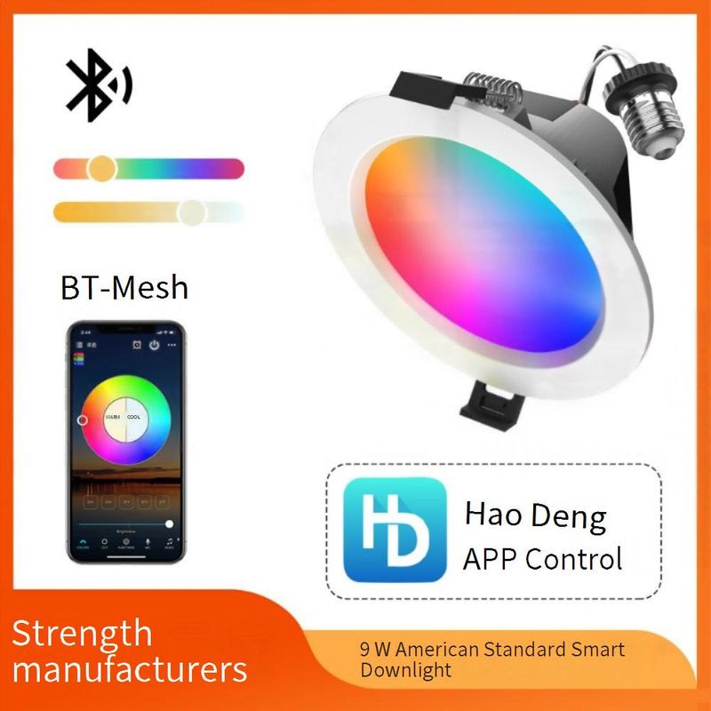 Lámpák és világítástechnika 9 W-os intelligens műanyaggal bevont alumínium Bluetooth hálózati távirányítós mélysugárzó RGBW amerikai szabványú LED beágyazott hangpanel mennyezeti lámpa_voghion.com