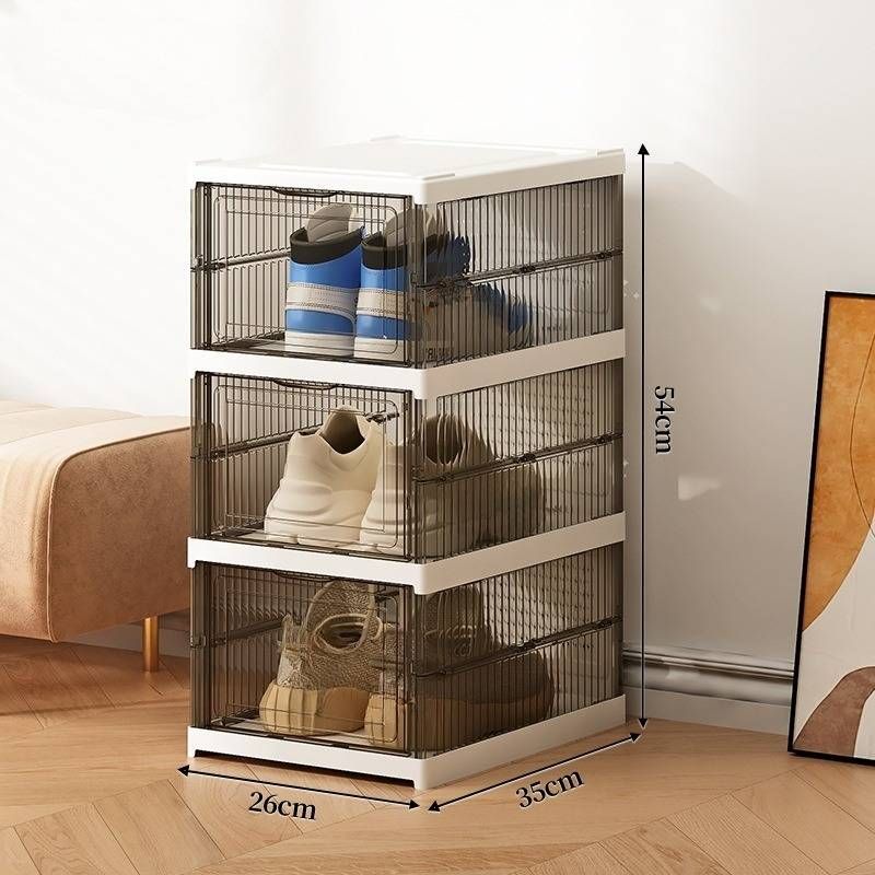 Transparent zesummeklappbar Schongschrank integréiert gratis Installatioun Schongschrank Späicherkëscht Plastik gro méischichteg Haushalt staubdicht Schongkëscht_voghion.com