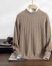 Men’s Cashmere-Like Knit Sweater – Warm Round Neck Button Detail Pullover (Black/Blue/Green/Camel/Gray, S-3XL)_voghion.com