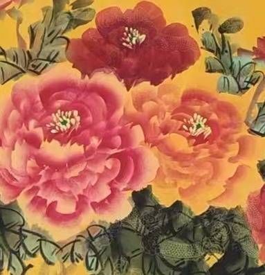 Chinese Painting: Peony In Full Bloom, Symbolising Prosperity And WealthWall Hanging For Living Room Sofa Backdrop_voghion.com